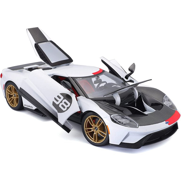 Maisto 1:18 2021 Ford GT #98 White "Heritage Edition" Diecast