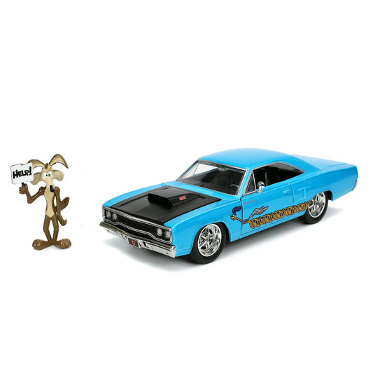 Jada 1:24 Looney Tunes 1970 Plymouth Road Runner with Wile E Coyote Blue 32038