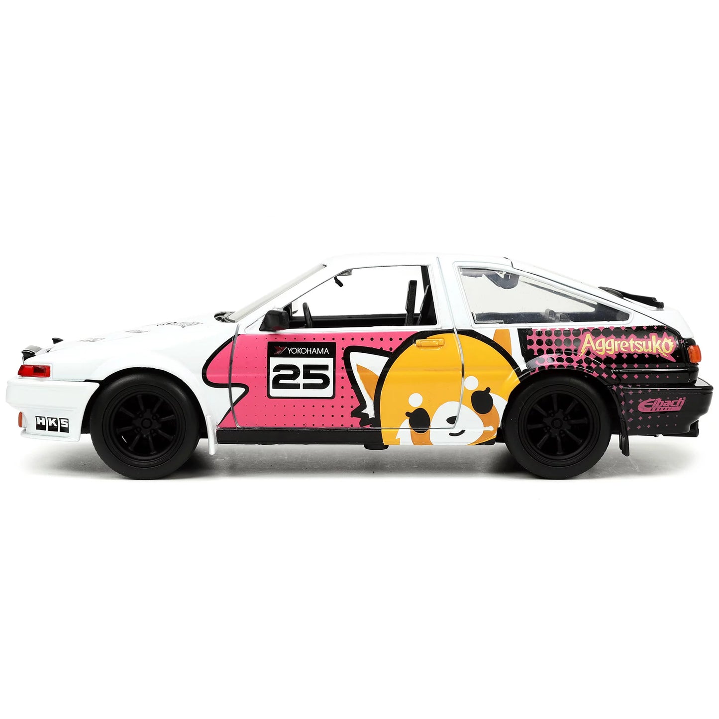 Jada 1:24 Hollywood Rides 2022 Sanrio Aggretsuko 1986 Toyota Trueno (AE86) Diecast