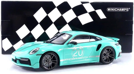 MiniChamps 1:18 2021 Porsche 911 TURBO S SPORTDESIGN #20 GREEN DIECAST 155069175