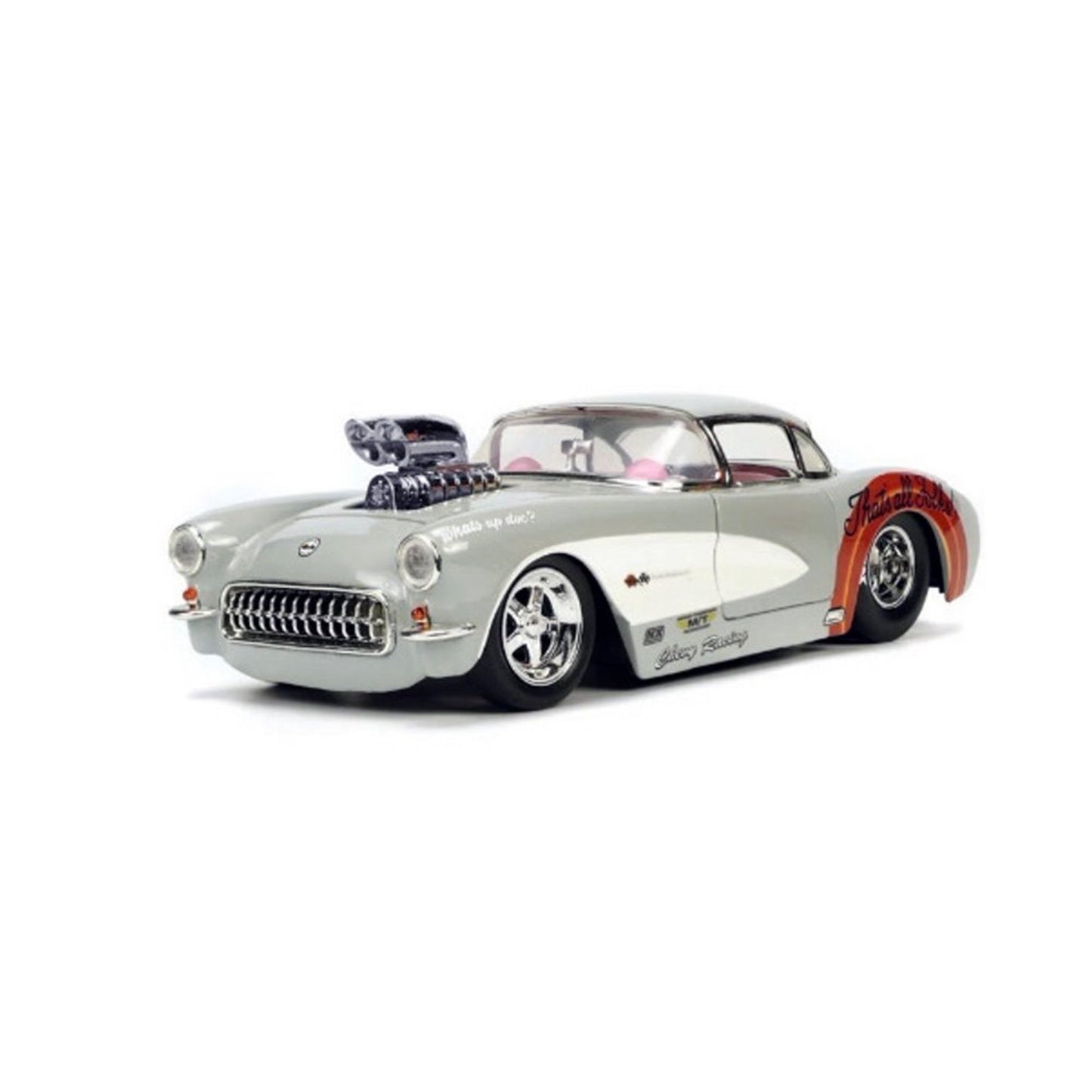 JADA 1:24 LOONEY TUNES 1957 CHEVROLET CORVETTE  with BUGS BUNNY FIGURE GREY 32390