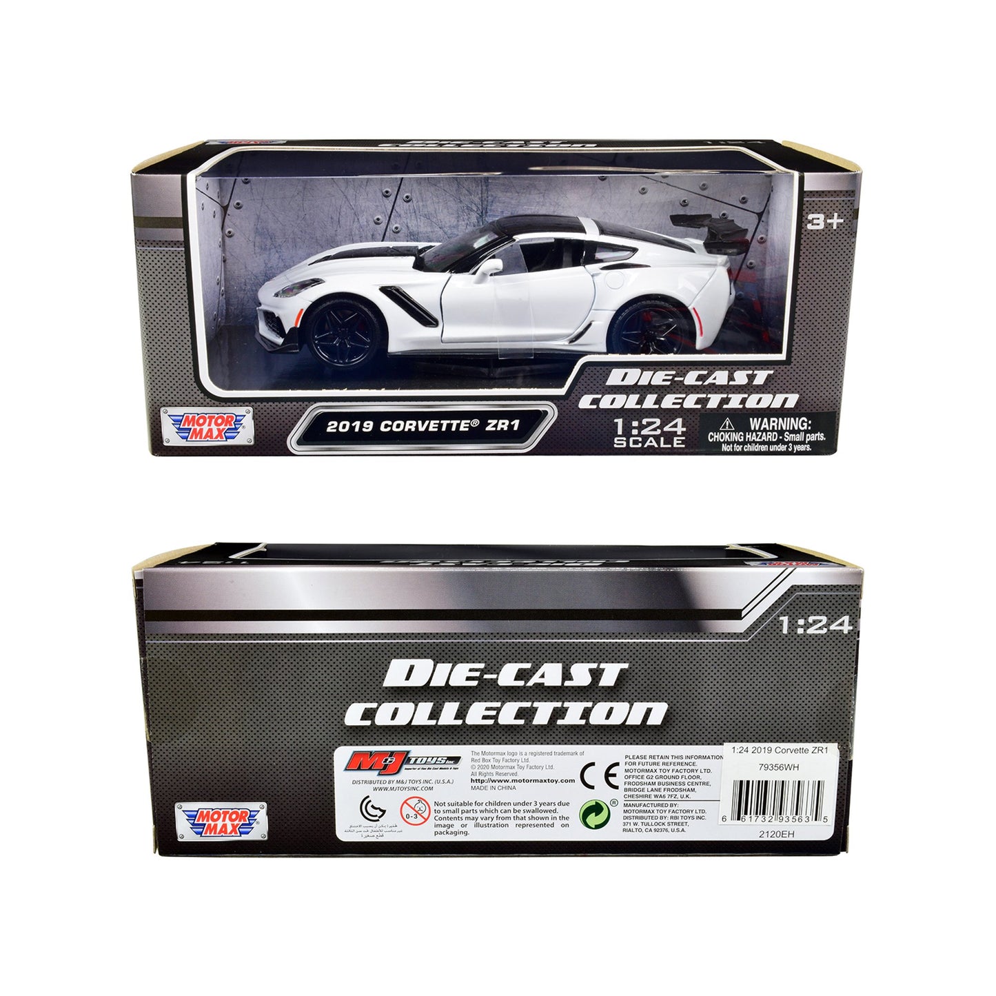 MOTORMAX 1:24 2019 CHEVROLET CORVETTE C7 ZR1  DIECAST White