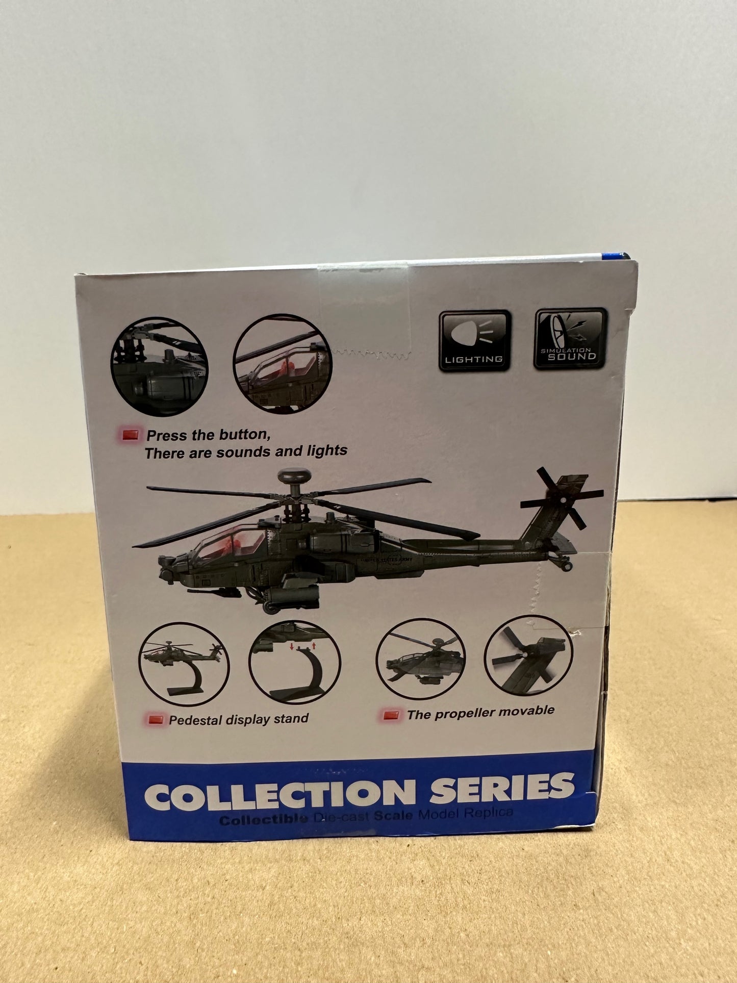 1:64 Scale American Fighter AH-64D Helicopter Diecast