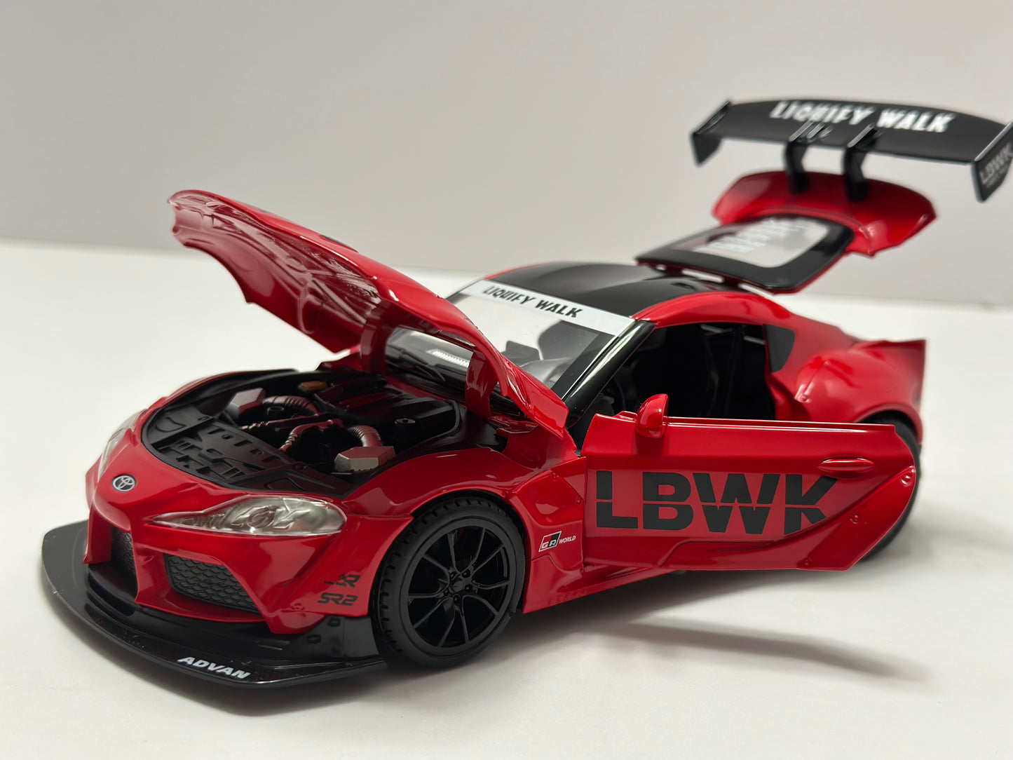 1:22 2022 Toyota Supra GR Liberty Walk With LED Headlight and TAIL LIGHT Diecast Red