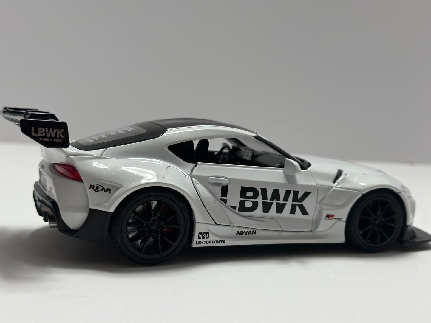 1:22 2022 Toyota Supra GR Liberty Walk With LED Headlight & TAIL LIGHT Diecast White