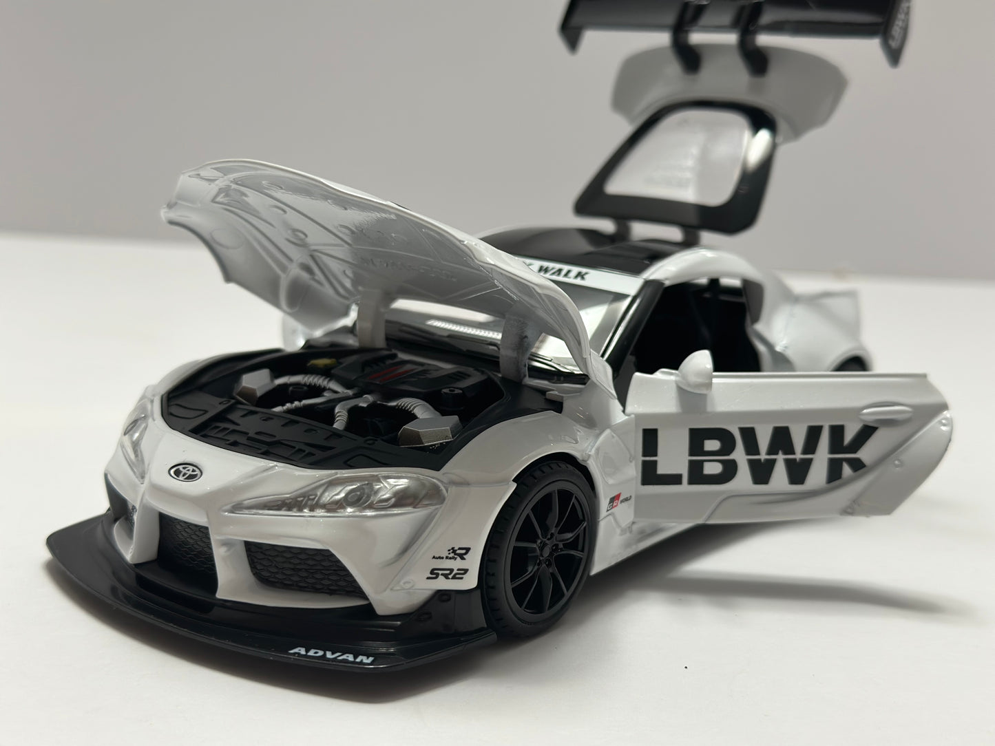 1:22 2022 Toyota Supra GR Liberty Walk With LED Headlight & TAIL LIGHT Diecast White