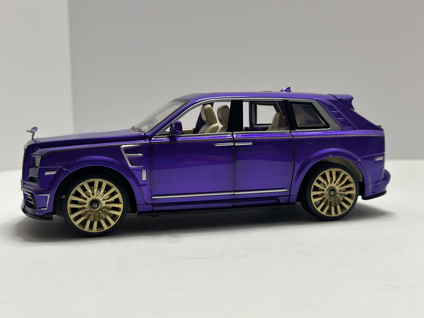 1:24 Rolls-Royce Cullinan Mansory Diecast LED HEADLIGHT & TAILLIGHT Purple Diecast