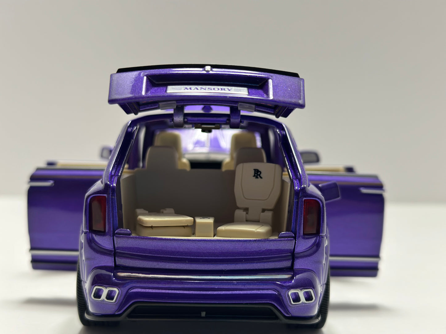 1:24 Rolls-Royce Cullinan Mansory Diecast LED HEADLIGHT & TAILLIGHT Purple Diecast