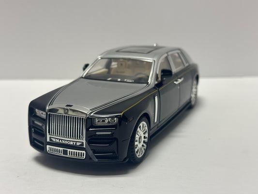 1:24 Rolls-Royce Phantom Metal Diecast Silver Black WITH LEDS Roll-Back