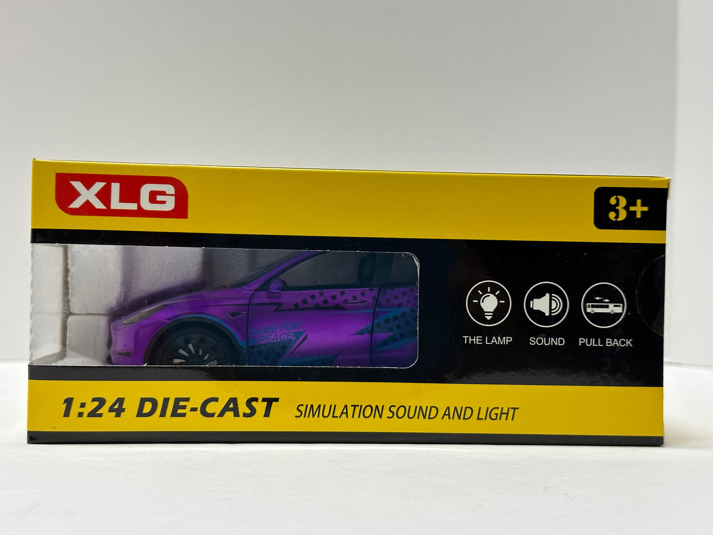 1:24 Tesla Model Y Diecast With Headlight & Taillight LED Purple Game for PEACE