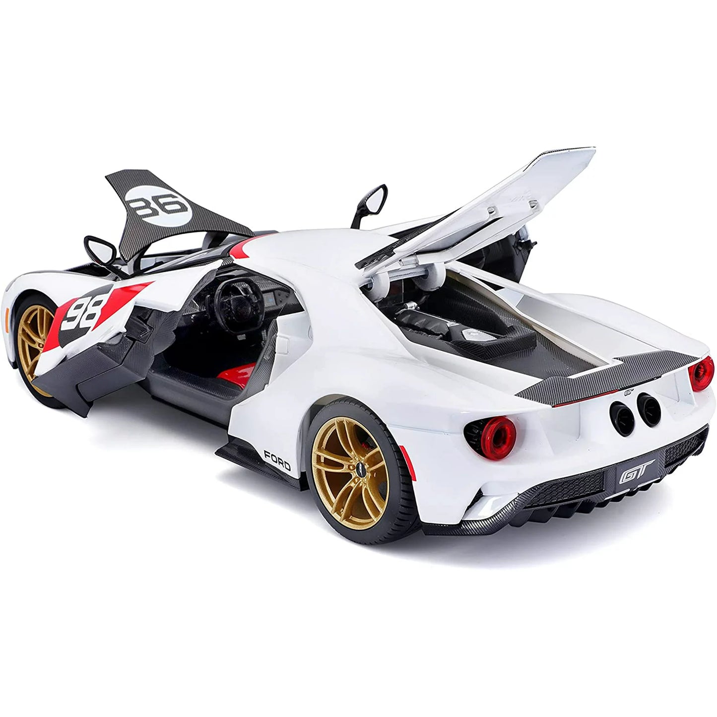 Maisto 1:18 2021 Ford GT #98 White "Heritage Edition" Diecast