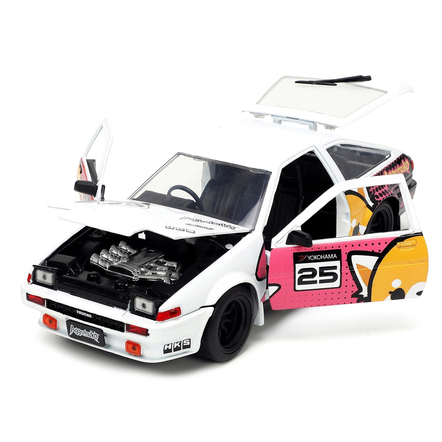 Jada 1:24 Hollywood Rides 2022 Sanrio Aggretsuko 1986 Toyota Trueno (AE86) Diecast