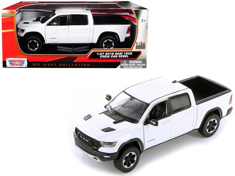 MotorMax 1:27 2019 Dodge Ram 1500 Crew Cab Rebel Diecast White 79358