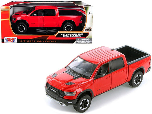 MotorMax 1:27 2019 Dodge RAM 1500 Crew Cab Rebel Diecast Model Red 79358