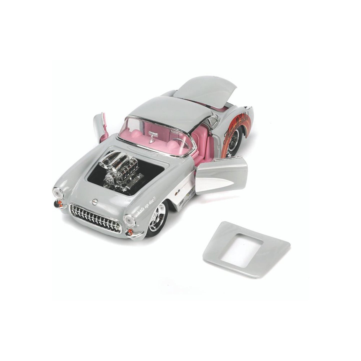 JADA 1:24 LOONEY TUNES 1957 CHEVROLET CORVETTE  with BUGS BUNNY FIGURE GREY 32390