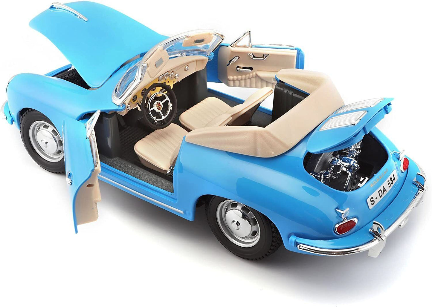 Bburago 1:18 Scale 1961 Porsche 356B Cabriolet Diecast Vehicle Blue