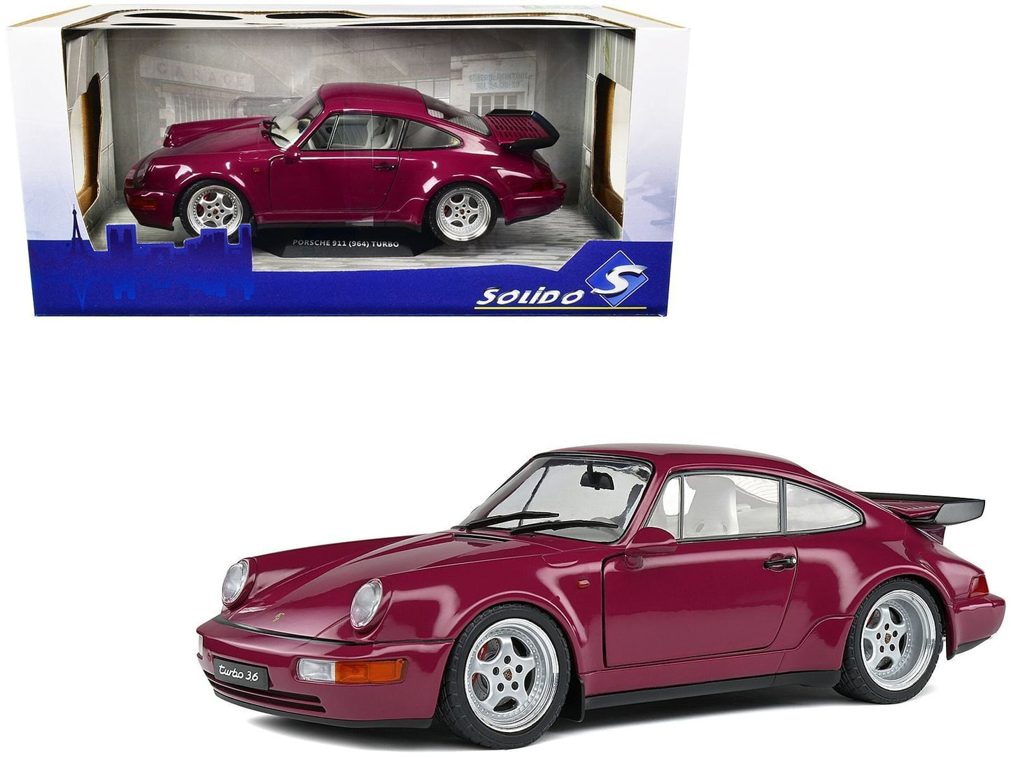 Solido 1:18 1991 Porsche 911 (964) Turbo Sternrubin Diecast