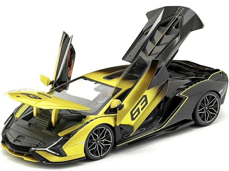 BBurago 1:18 LAMBORGHINI SIAN FPK37 HYBRID #63 FADED BLACK YELLOW 18-11100