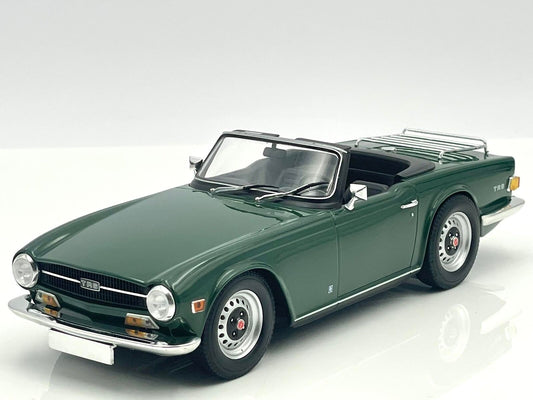 1969 Triumph TR6 LHD Dark Green Top Down in 1:18 scale by Minichamps