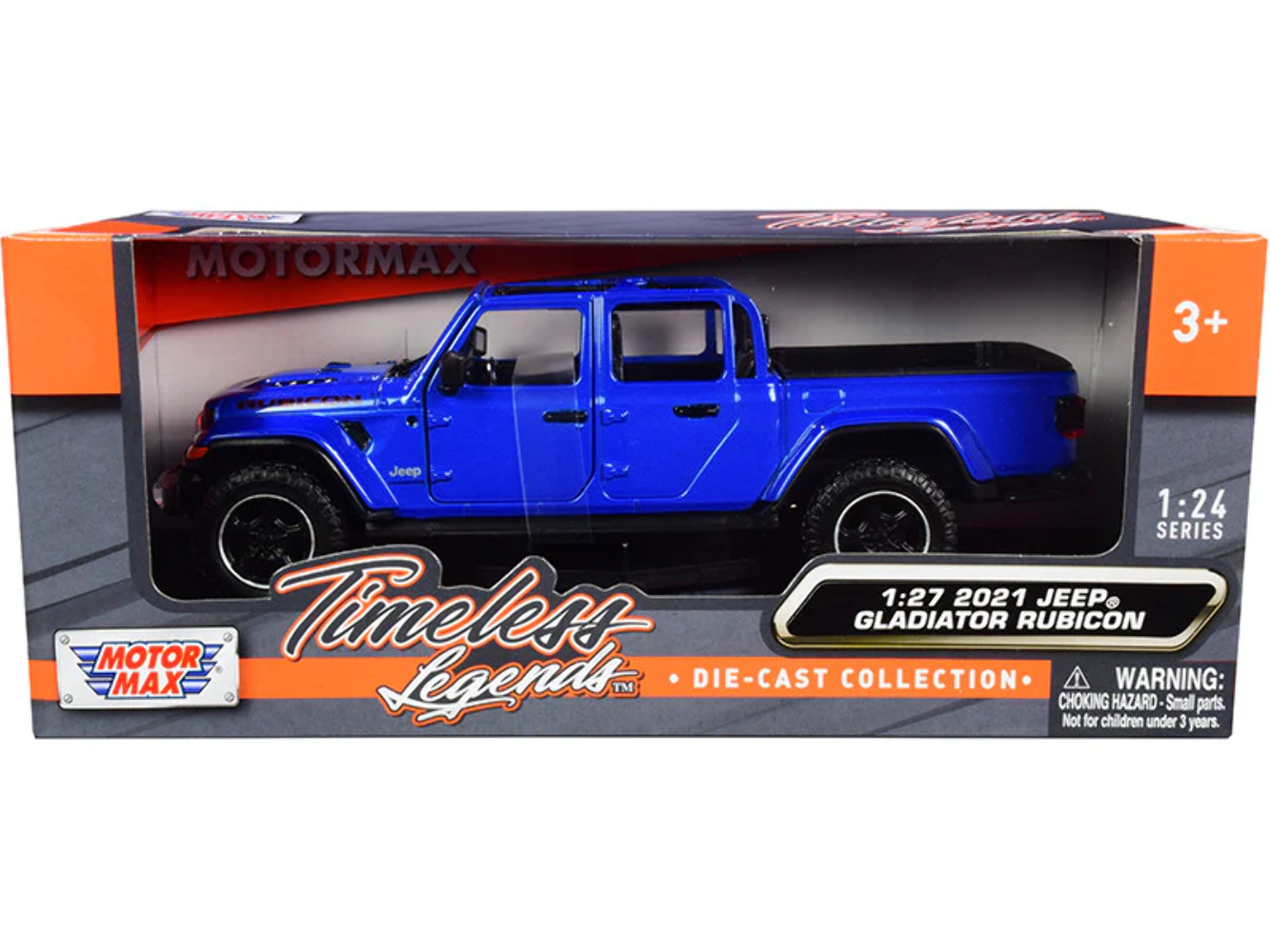 Motormax 1:24 - 1:27 2021 Jeep Gladiator Rubicon Open Top Blue Diecast 79370BL