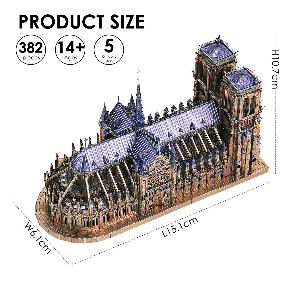 Piececool Notre-Dame DE Paris Large Full color HP161-BS Difficulty Level 5 3D Puzzle