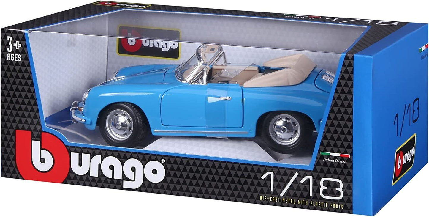 Bburago 1:18 Scale 1961 Porsche 356B Cabriolet Diecast Vehicle Blue