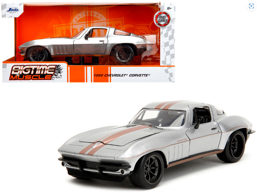 JADA Bigtime Muscle 1:24 Chevrolet Corvette 1966 Jada Silver Metallic