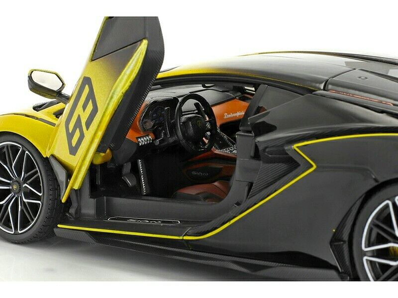 BBurago 1:18 LAMBORGHINI SIAN FPK37 HYBRID #63 FADED BLACK YELLOW 18-11100