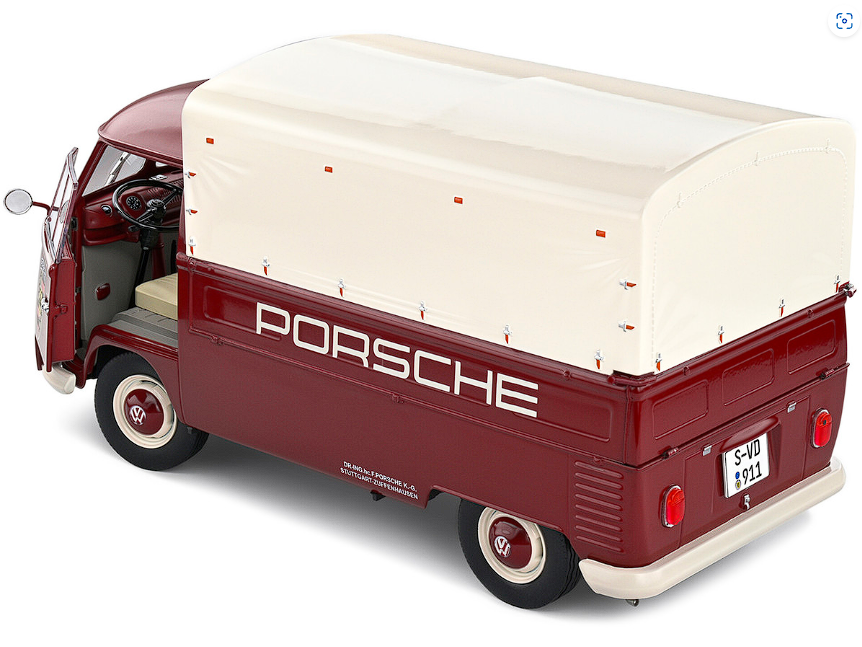 Solido 1:18 1950 Volkswagen T1 Pickup Truck Camper Porsche Service Diecast