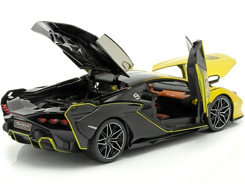 BBurago 1:18 LAMBORGHINI SIAN FPK37 HYBRID #63 FADED BLACK YELLOW 18-11100