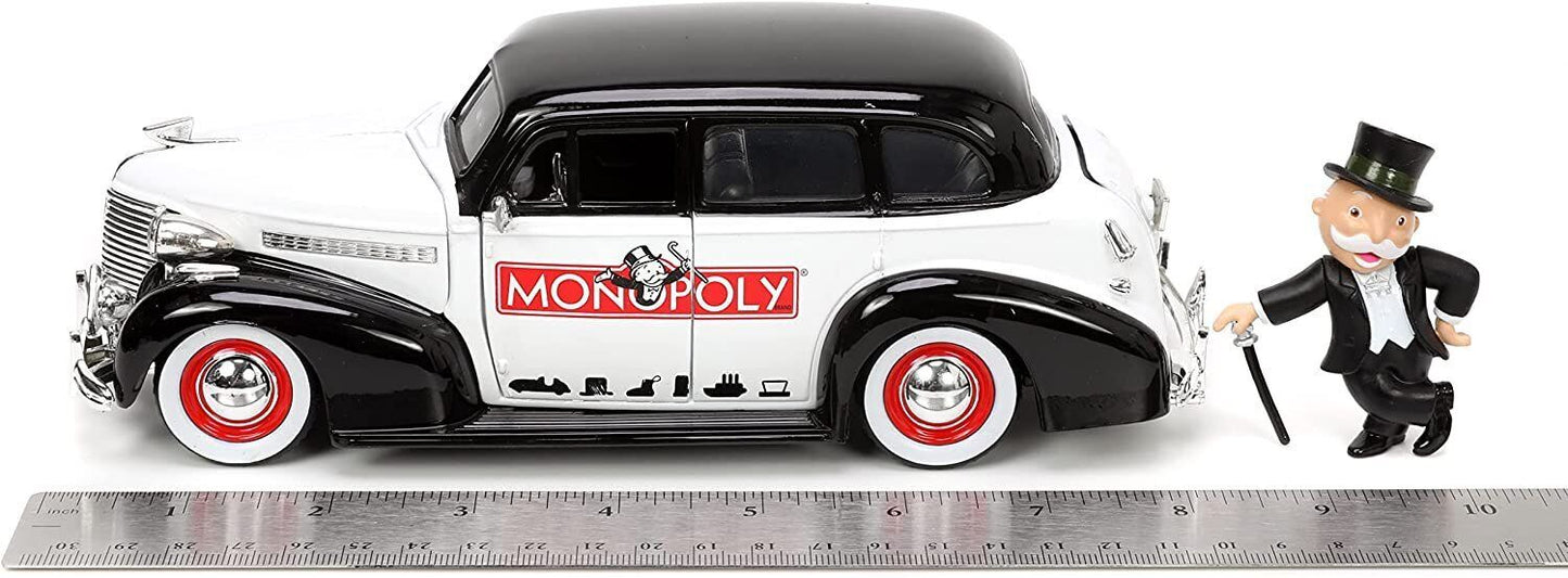 Jada 1:24 Hollywood Rides 1939 Chevy Master Deluxe w/ Mr Monopoly 33230 Diecast