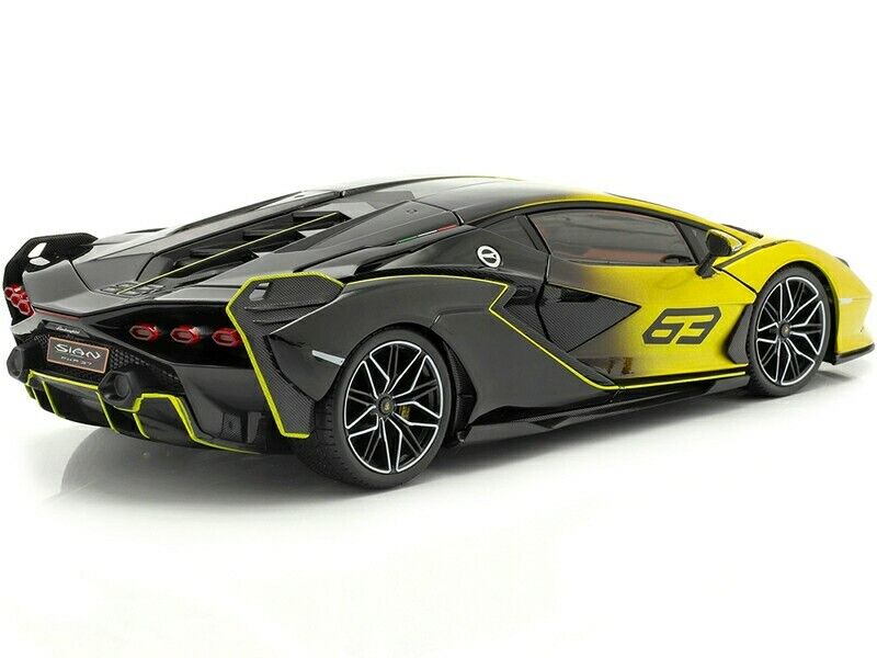 BBurago 1:18 LAMBORGHINI SIAN FPK37 HYBRID #63 FADED BLACK YELLOW 18-11100