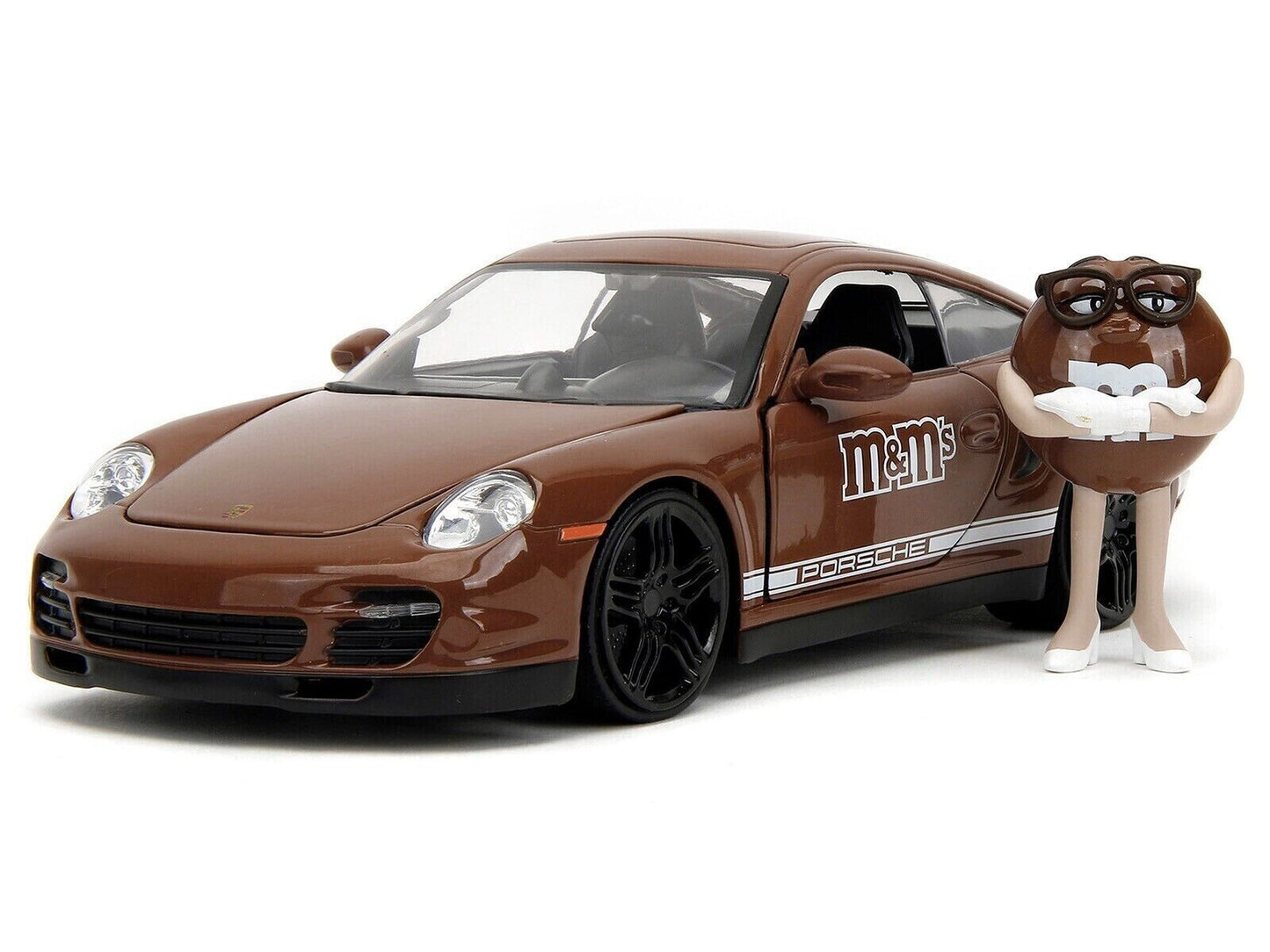 JADA 1:24 PORSCHE 911 TURBO & BROWN M&M FIGURE Diecast