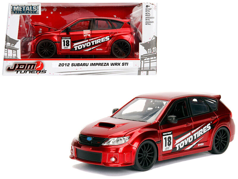 JADA JDM TUNERS 1:24 2012 SUBARU WRX STI TOYO TIRES DIECAST RED 30389