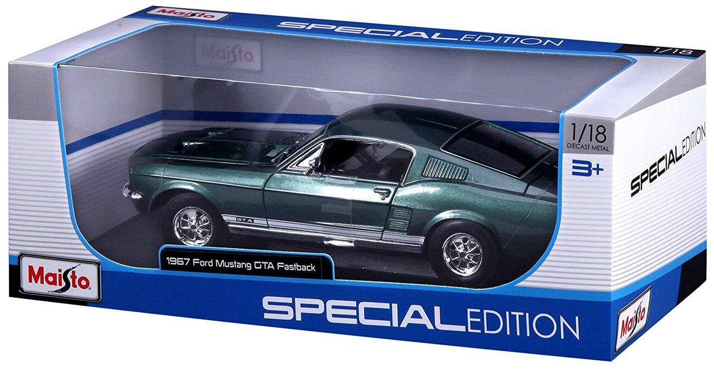 Maisto 1:18 1967 FORD MUSTANG GTA FASTBACK GREEN DIECAST