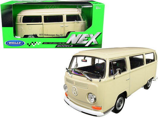 Welly 1:24 1972 Volkswagen T2 Bus Cream 22472W-Cream Diecast