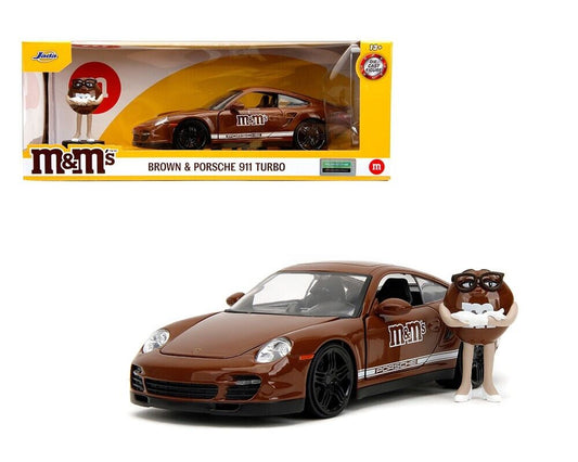 JADA 1:24 PORSCHE 911 TURBO & BROWN M&M FIGURE Diecast