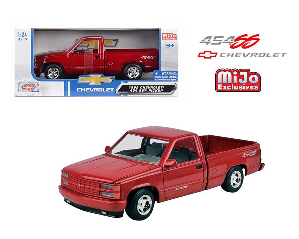 Motormax 1:24 1992 Chevrolet 454 SS Pickup – Red Metallic – MiJo Exclusives