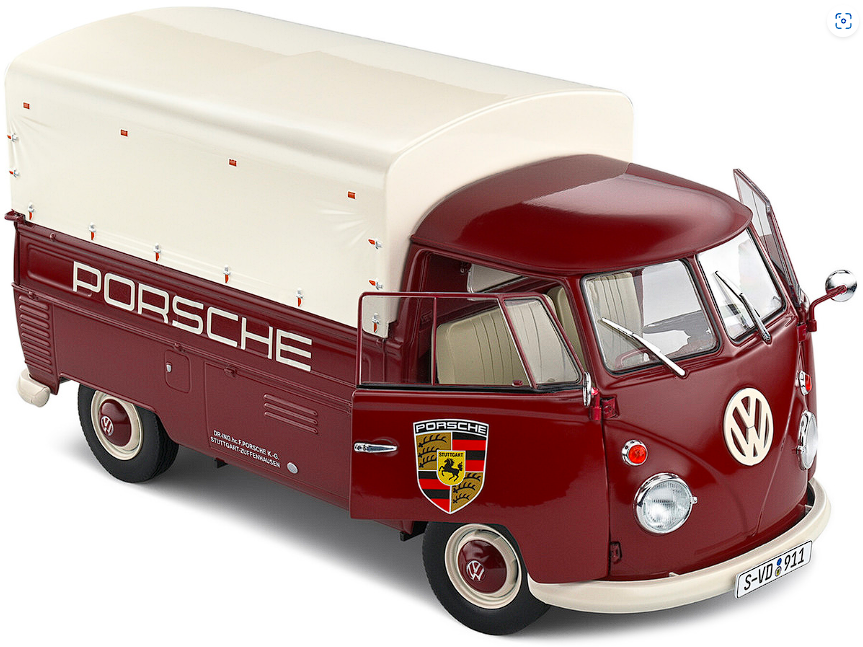 Solido 1:18 1950 Volkswagen T1 Pickup Truck Camper Porsche Service Diecast