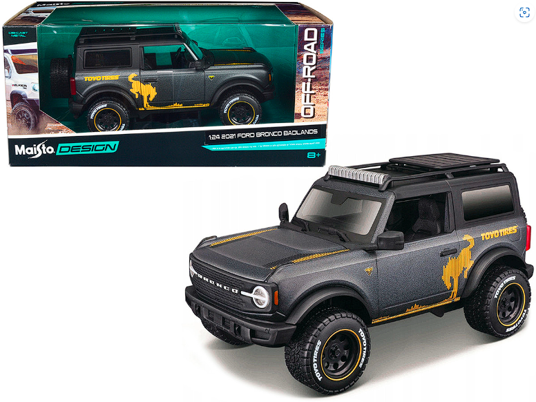 Maisto Design 1:24 Ford Bronco Badlands 2021 Off-Road Roof Rack Diecast 32541