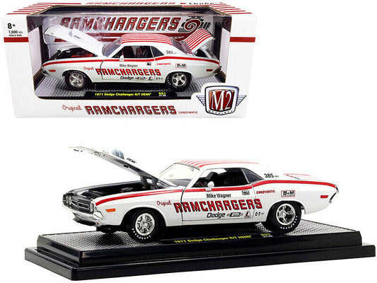 M2 1:24 1971 DODGE CHALLENGER R/T HEMI RAMCHARGERS WHITE DIECAST 40300-91B