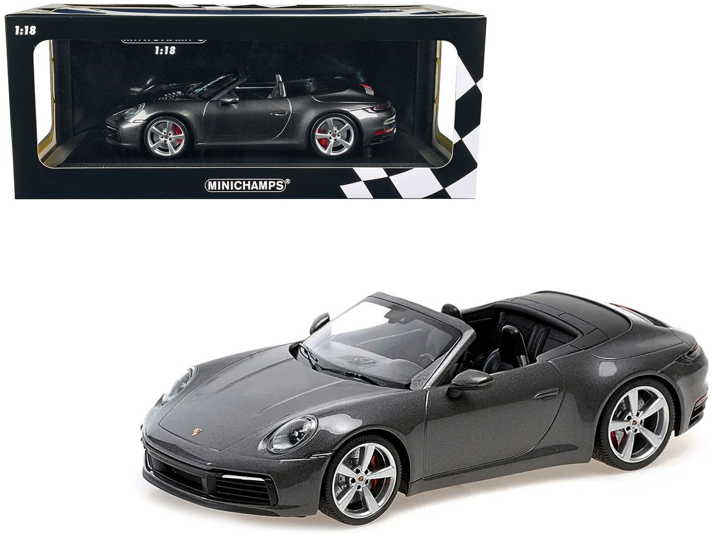 MINICHAMPS 1:18 2019 PORSCHE 911 CARRERA 4S CABRIOLET DARK GRAY 155067336