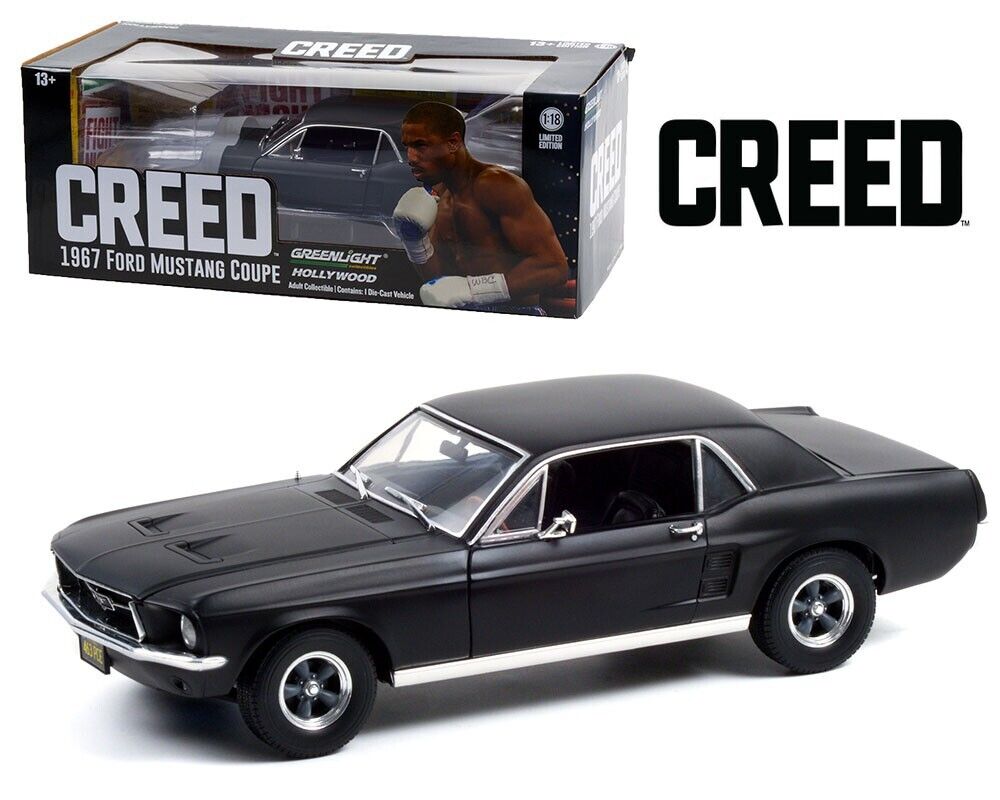 GREENLIGHT 1:18 CREED ADONIS CREED'S 1967 FORD MUSTANG COUPE Matte Black