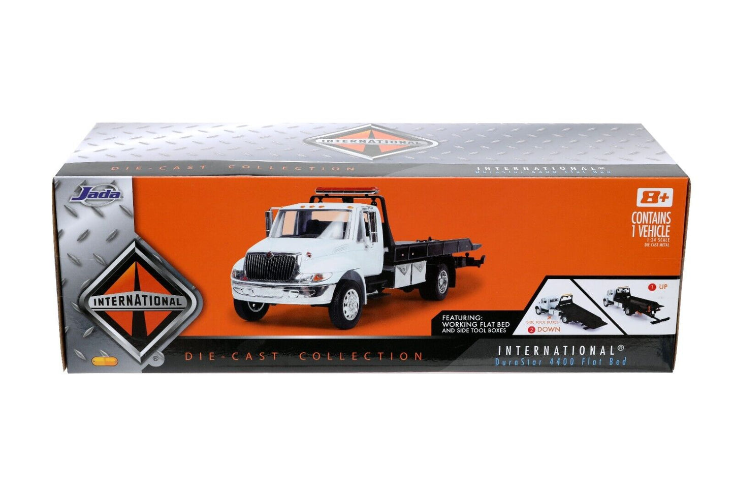 Jada 1:24 International DuraStar 4400 Flatbed Tow Truck White Diecast