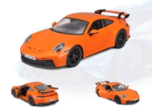 Bburago 1:24 2021 Porsche 911 GT3 – Green, Orange  Display Tray Set of 4 Diecast